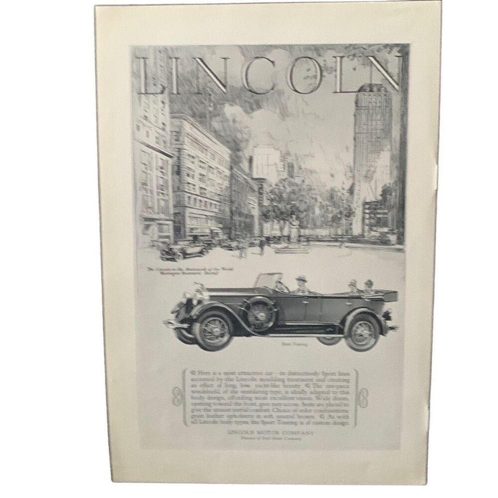 Vintage 1927 Lincoln Sport Touring Ad Advertisment
